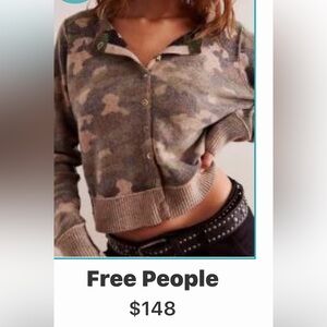 Free People Noctunal Cardigan in reverse Camouflage Button-Up